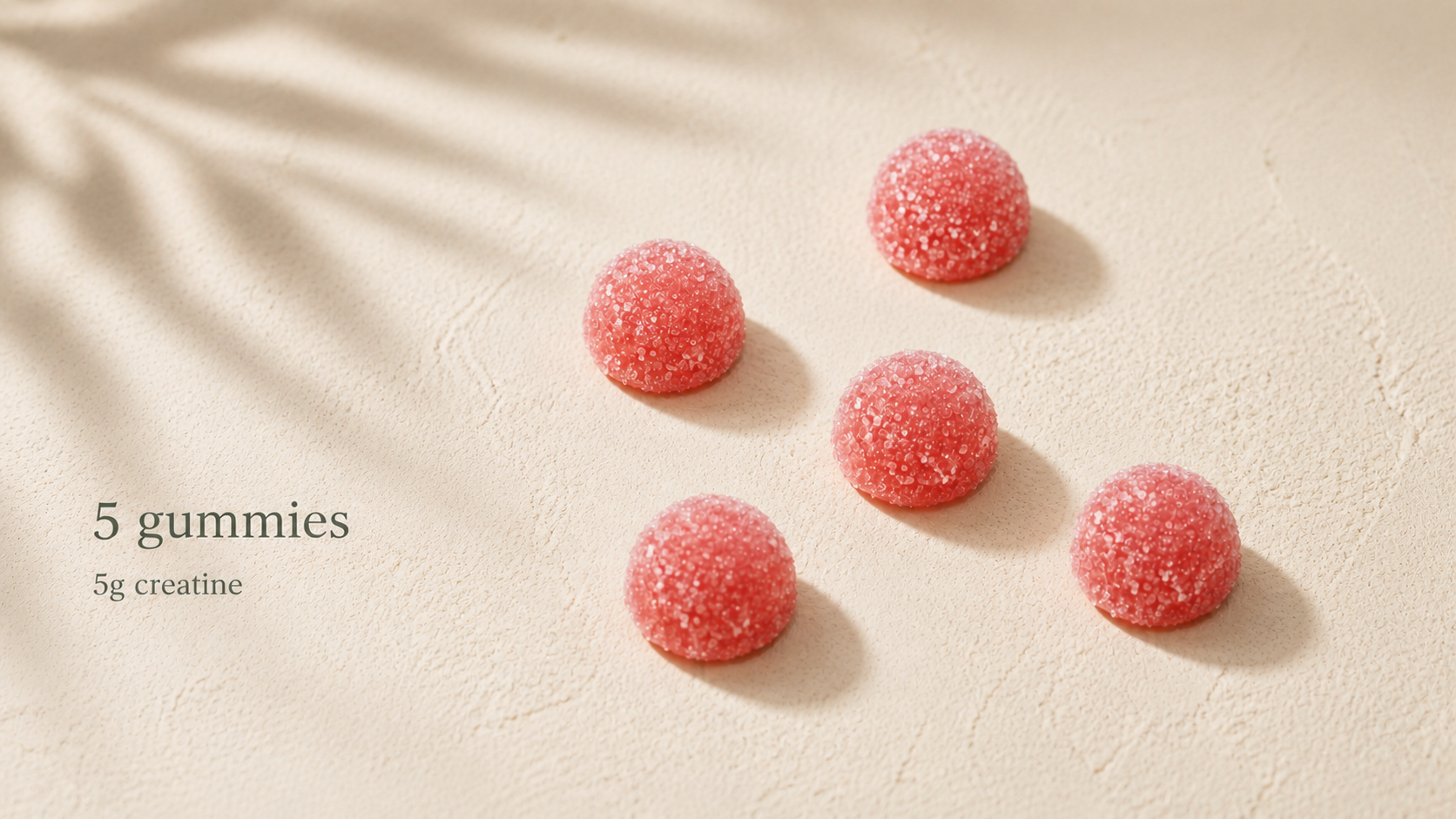 Five Aavo-style gummies shown as 5g creatine